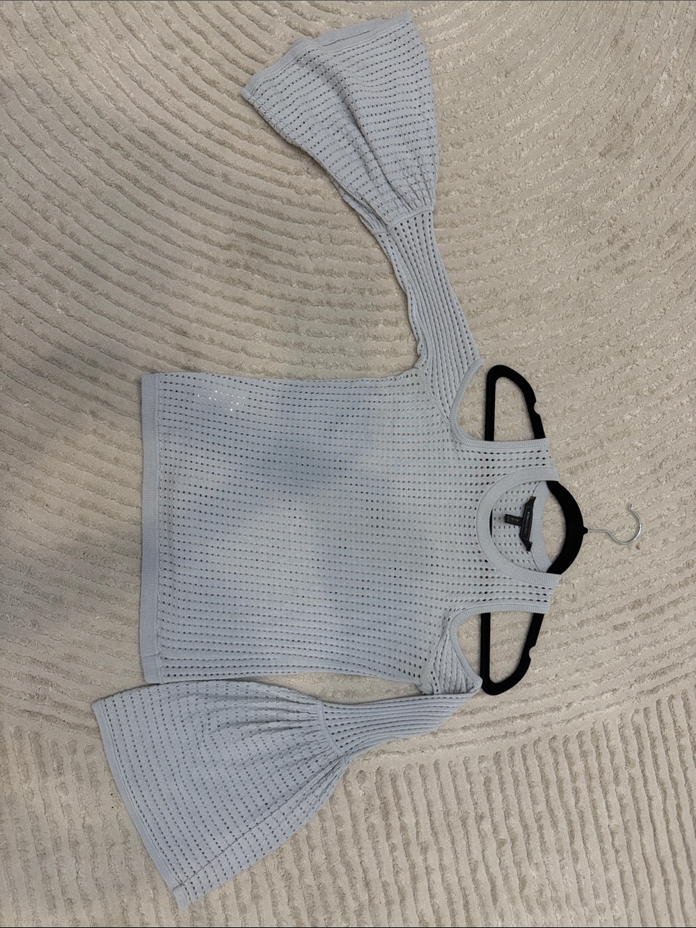 BCBGMaxAzria Light Blue Knit Bell-Sleeve Top